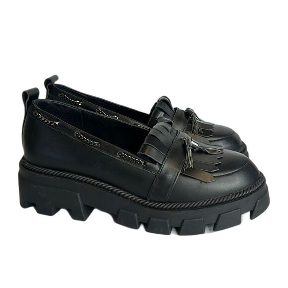 Kelsi Dagger Burke Black Lug Sole Loafer shoes size 8.5 - Picture 6 of 11